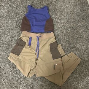 Lululemon detours welcome hiking set, zip off shorts
Top size 10, pants size 8